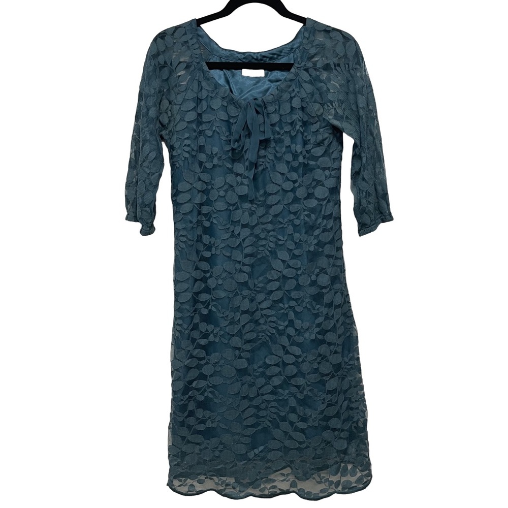 Garnet Hill Womens Boheme Easy Lace A-line Dress Green Teal Size 00